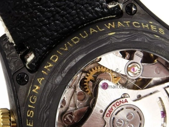 MiroTime 0513 Refined Daytona DIW Carbon Case DIWF Edition Black White Dial Orange Diamonds Bezel on White Nylon Strap A 1668